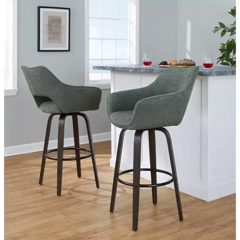 Mustang Barstools Dark Fabric/Black Metal (2-Pack)