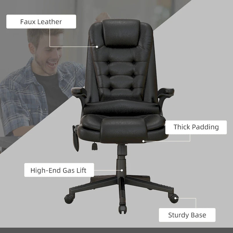 High Back Vibration Massage Office Chair with 6 Vibration Points, Beige