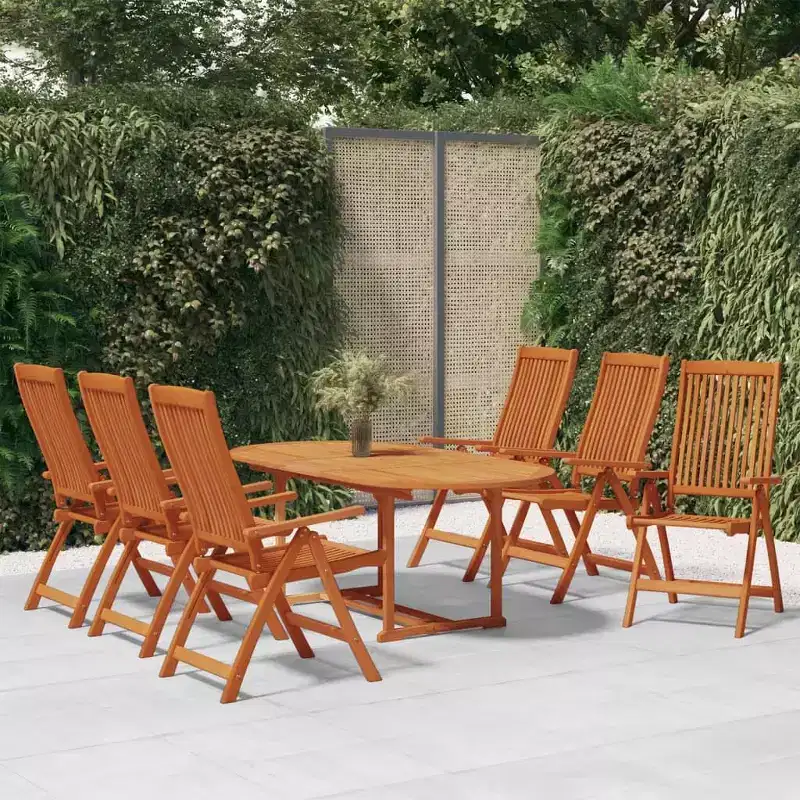 vidaXL Patio Dining Set Outdoor Extendable Table and Chair Solid Eucalyptus Wood