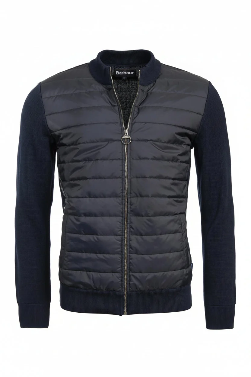 Mens Baffle Zip Sweater - Navy