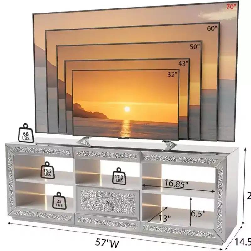 Karl Home Silver Mirrored TV Stand