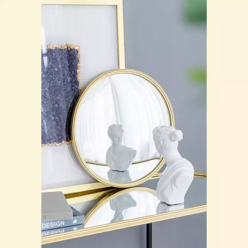 Round Mirror, Circle Mirror with Iron Frame for Living Room Bedroom Vanity Entryway Hallway, Gold