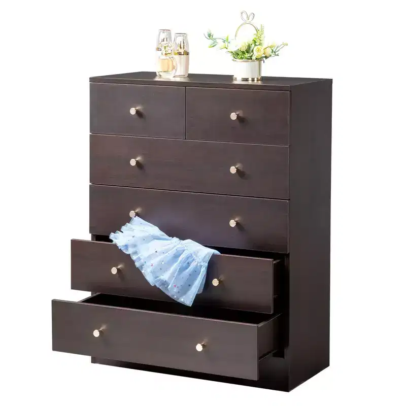 6-Drawer Brown Particle Board Chest of Drawers, 25.98