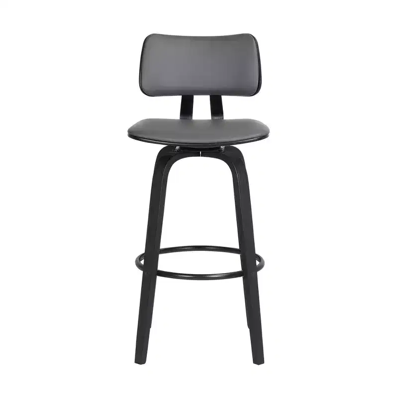 GDFStudio Calder Modern Faux Leather and Wood Swivel Bar Stool