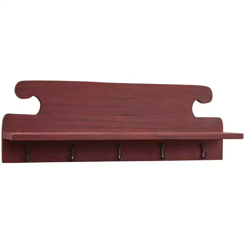 Cozy Farmhouse Red Shelf with Hooks
