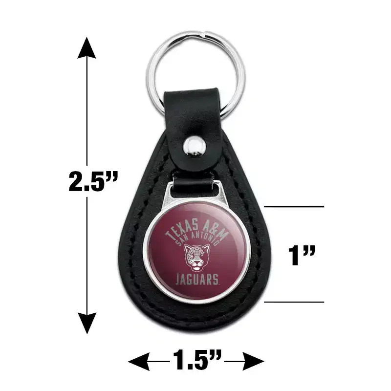 Texas AM UniversitySan Antonio Jaguars Logo Black Leather Keychain