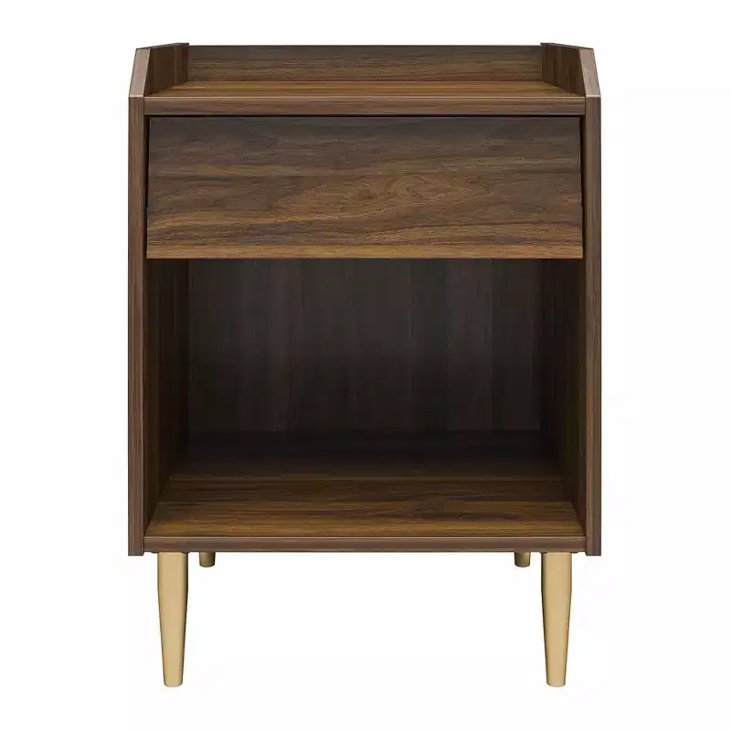 Kids Nightstand Walnut Mid-Century Modern with Drawer
