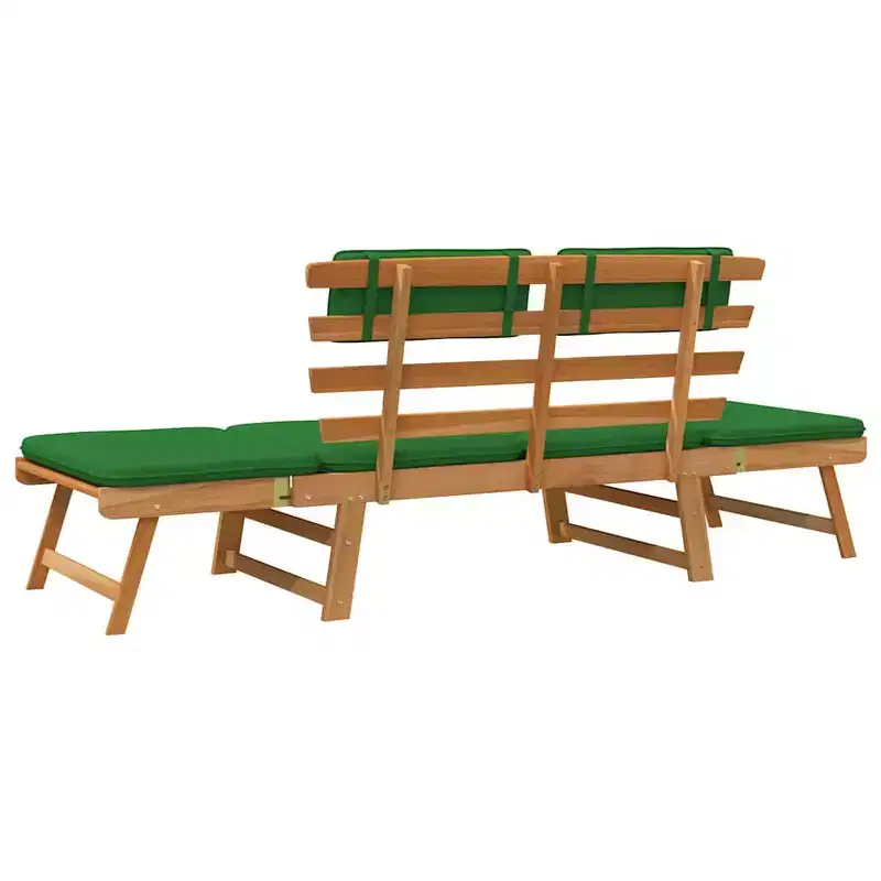 Garden Bench Green, Brown Solid Acacia wood, Polyester Medium