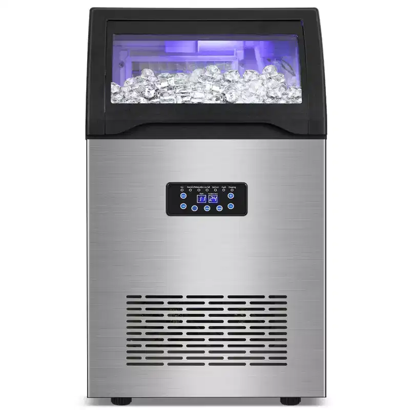 Denjol Undercounter Commercial Ice Maker - Makes 150 lbs Half-Size Cubes per Day, 16.2 Inch, Freestanding