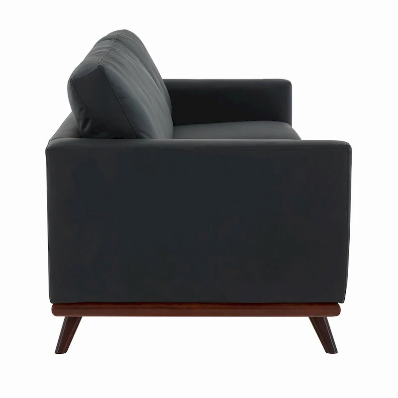Chester Leather 3-Seater Sofa with Birch Wood Base Modern Living Room Couch with Removable Cushions - 83