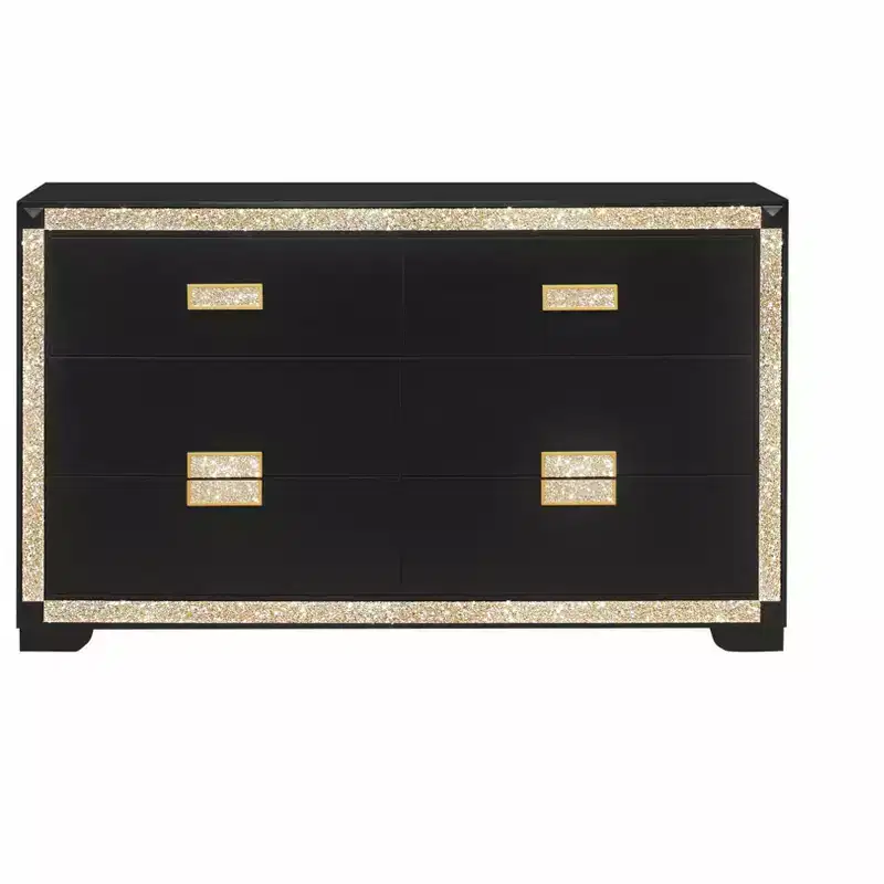 20.25 in.H Chip Board Horizontal Dresser with 4 Drawers in Black
