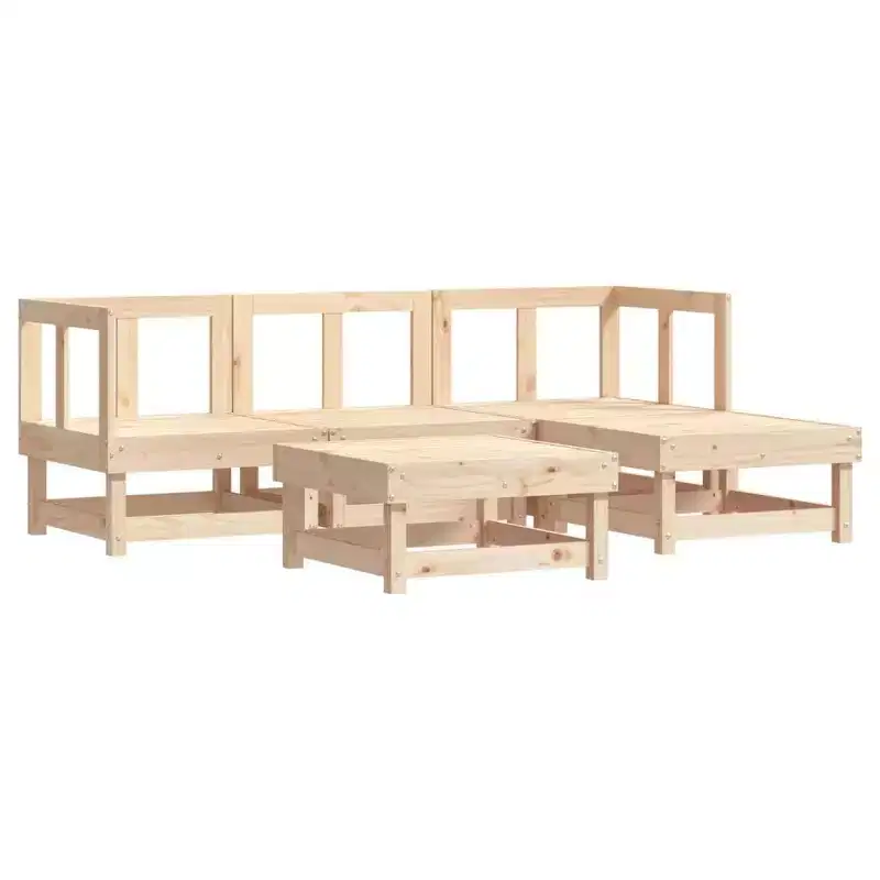 vidaXL Patio Lounge Set Outdoor Garden Furniture Set 5 Piece Solid Wood Pine