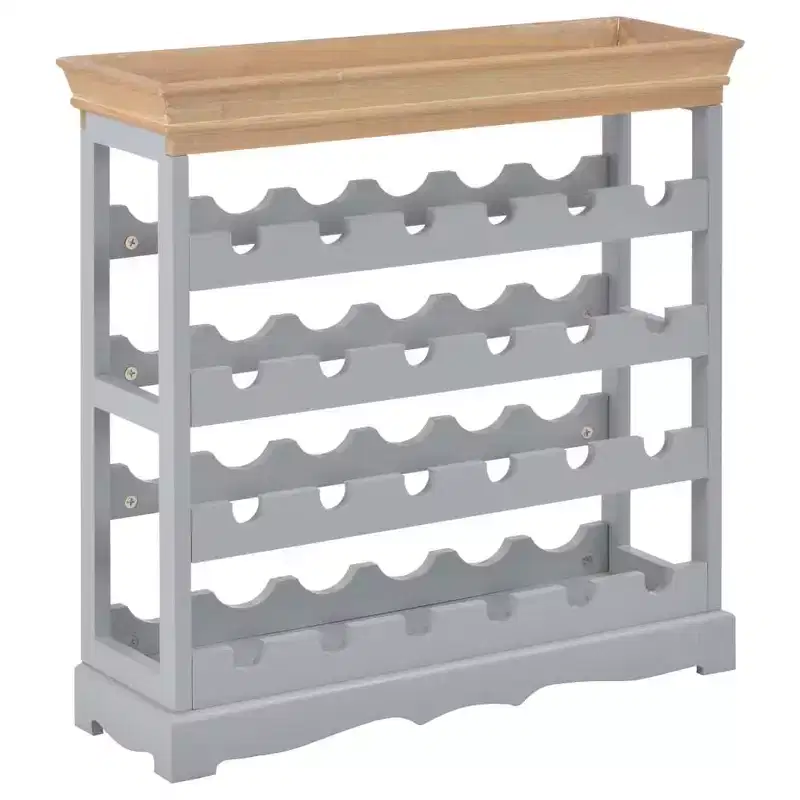 Wine Rack Wine Bottle Holder with Top Tray Floor Wine Cabinet Organizer, Engineered Wood