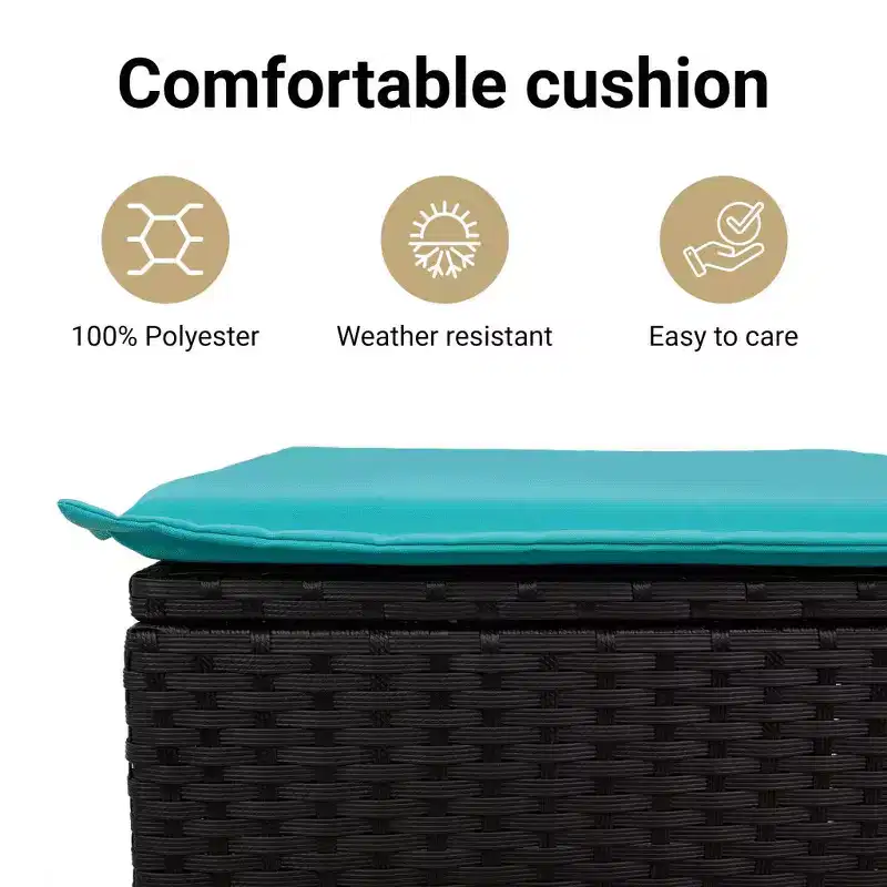vidaXL Reclining Patio Bench with Cushions Seat Poly Rattan