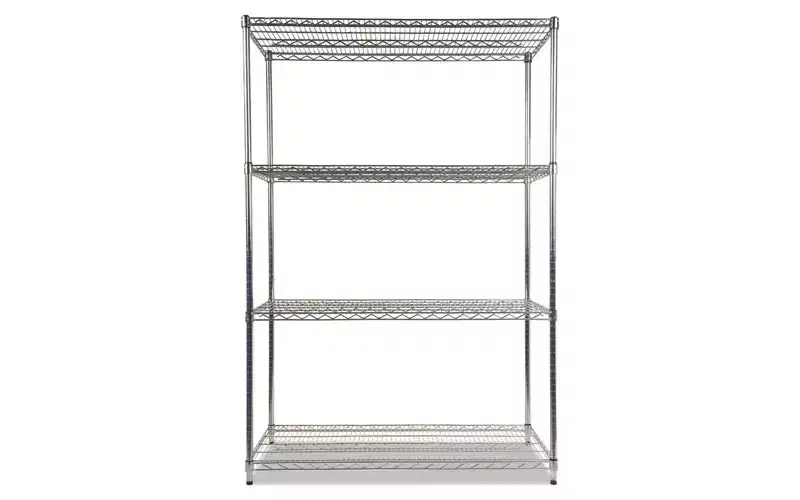 Alera NSF Certified Industrial Four-Shelf Wire Shelving Kit, 48w x 24d x 72h, Silver