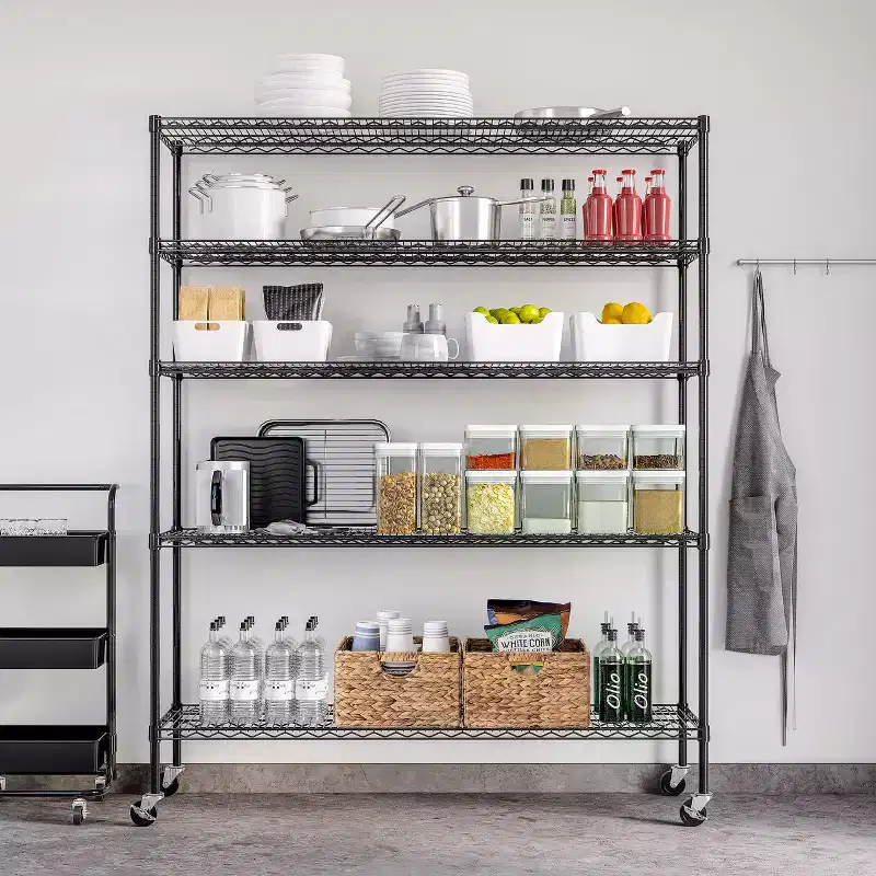 Seville Classics UltraDurable 5-Tier NSF-Certified Wire Steel Garage Storage Shelving Unit, 60 W x 72 H x 18 D