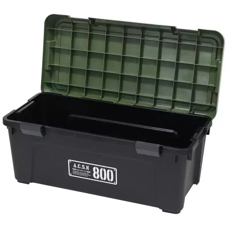 JEJ Astage Tough Trunk 800X Stackable Heavy-Duty Multipurpose Storage Tote Green Black
