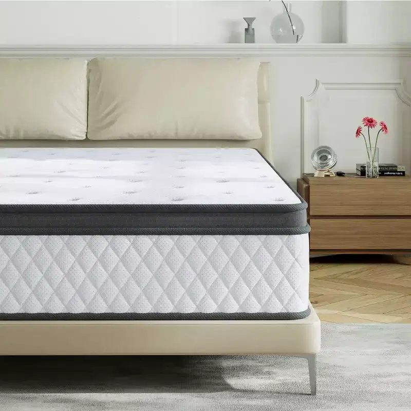 Swedrea Hybrid Mattress Breathable Medium Memory Foam Bed-in-a-Box White