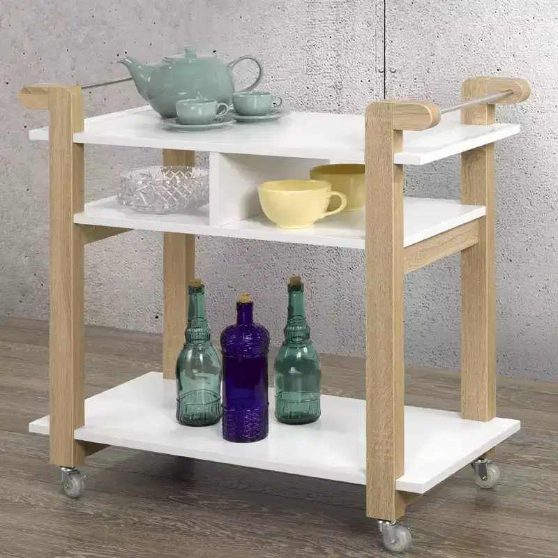 Carie Kitchen Cart White/Oak