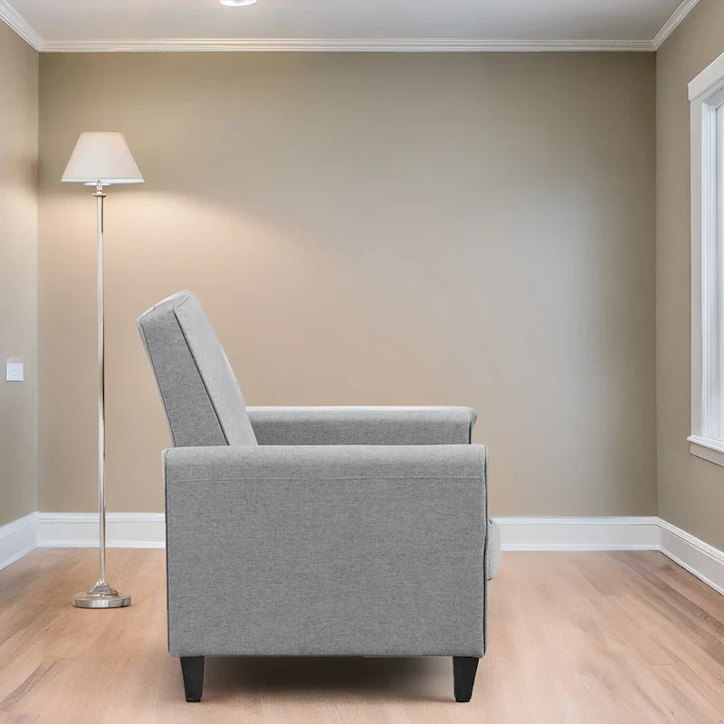 Pushback Recliner Chair with Adjustable Footrest and Padded Armrests