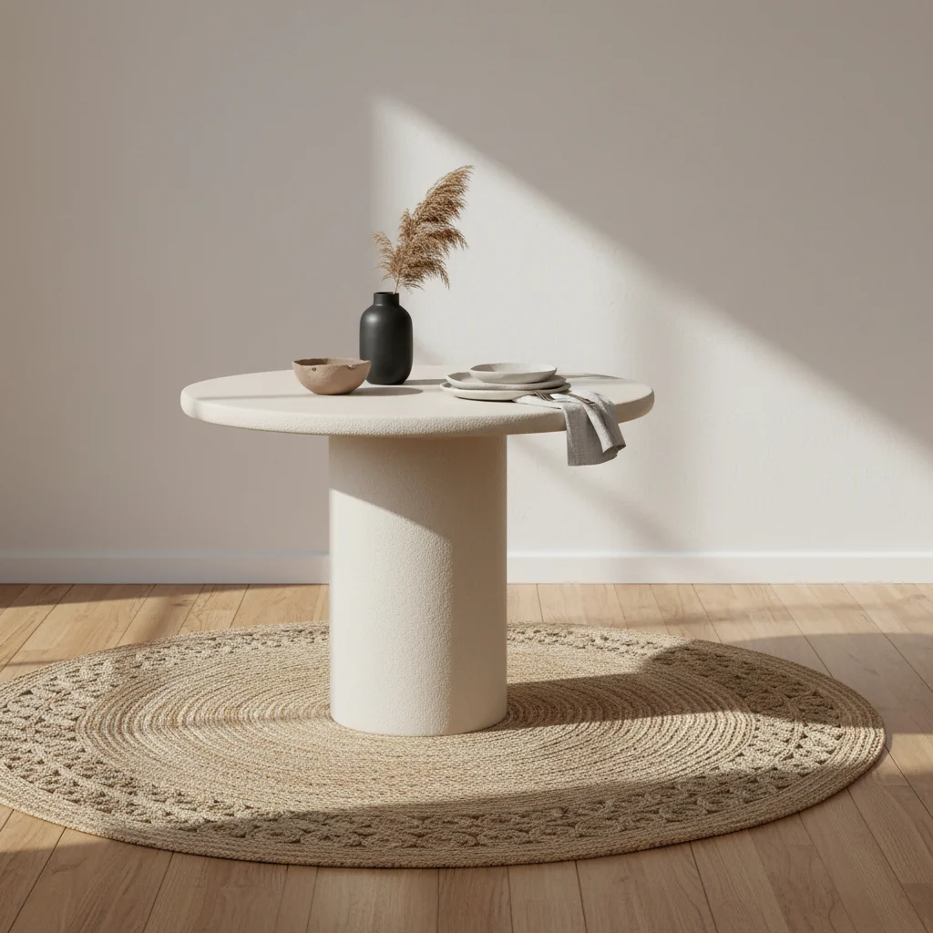Artisan Fiber Concrete Round Dining Table with Seamless Stone Finish for Dining Rooms