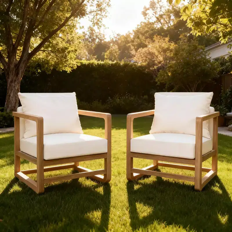 Christopher Knight Home Wisp Modern Outdoor Acacia Wood Oversized Club Chair with Cushions