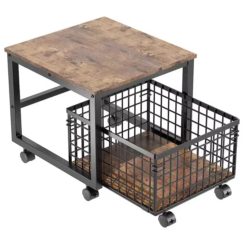 Mini Fridge Stand with Storage Cart & Swivel Wheels, Adjustable Feet, Heavy Duty Metal Frame Holds 198 lbs for Home, Office, Dorm, Coffee Bar