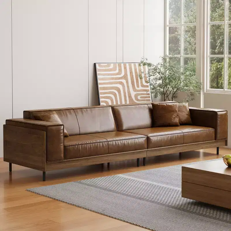 Luck Live Modern 111.81 Luxury Oil-Waxed Leather Sofa, High-End Vintage Sofa, Sturdy Frame, Comfortable Seating.