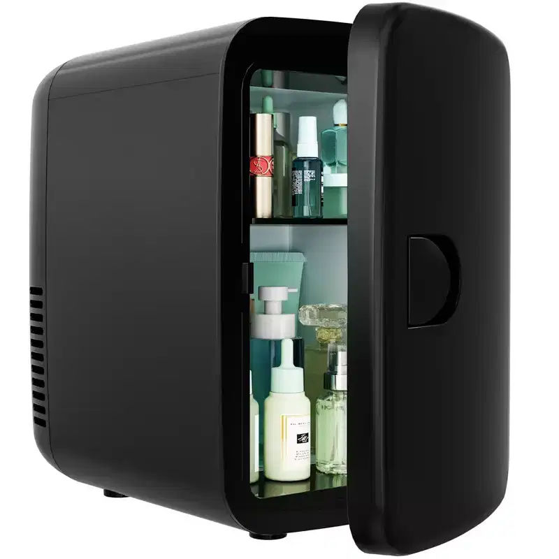 Simzlife Mini Fridge, 4L/6 Cans, Personal Portable Cooler & Warmer for Skincare&Cosmetic, for Bedroom, Car, Office, Compact Beauty Refrigerator, Black