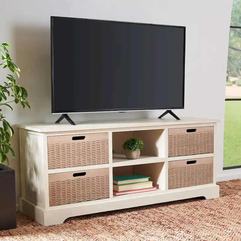 47-Inch Storage Media TV Stand with Drawers and Open Shelves