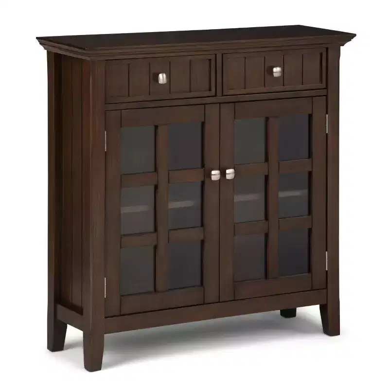 Solid Wood Entryway Storage Cabinet with 2 Doors, 2 Drawers & Adjustable Shelves