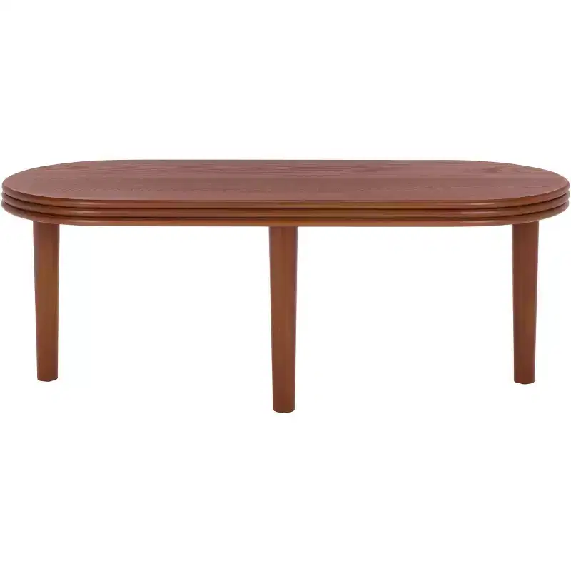 Oval Pine Wood Coffee Table – Brown