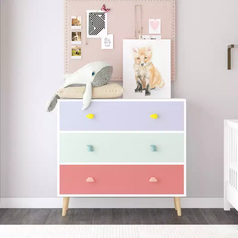 Kids 3 Drawer Dresser, Baby Nightstand for Bedroom, Storage Cabinet for Toddler Child for Living Room, Toddler Room, Nursery, Closet, Apartment