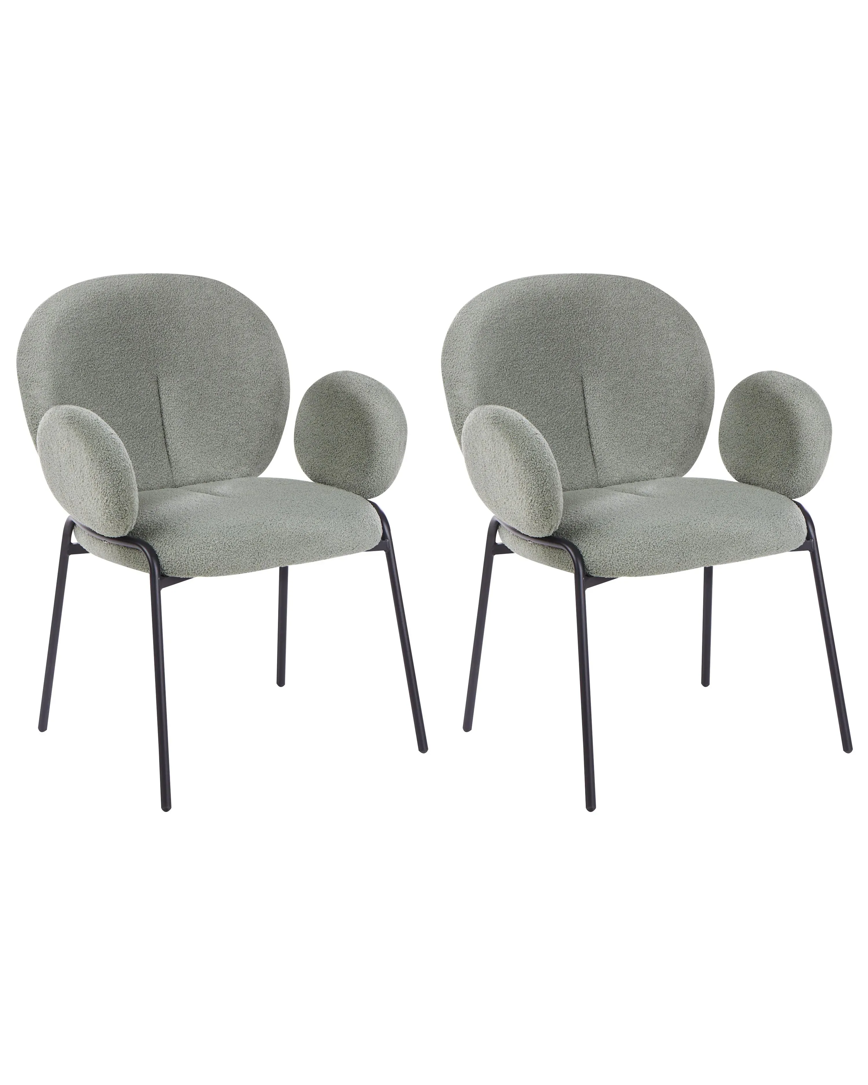 Set di 2 sedie da pranzo Bouclé Verde chiaro