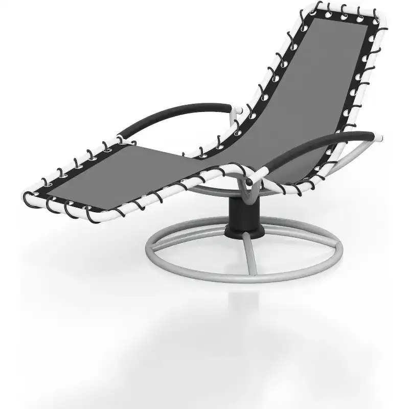 360 Rotating Patio Lounge Chair  Heavy-Duty Iron Outdoor Recliner  Weather-Resistant, Quick-Dry Textilene  Ergonomic S-Shaped