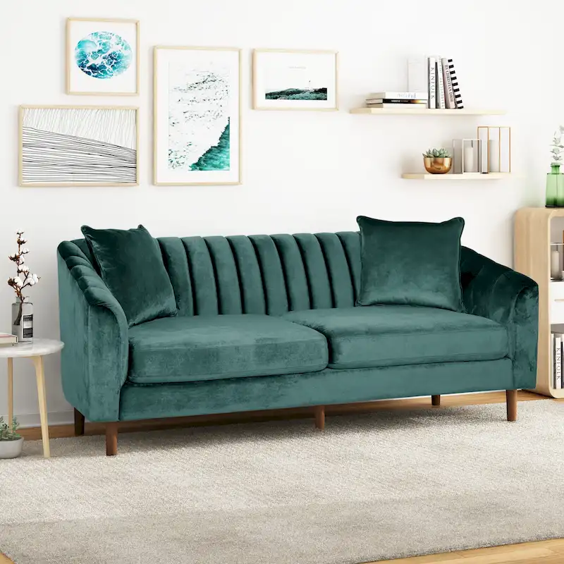 Ansonia Contemporary Velvet 3-seat Sofa
