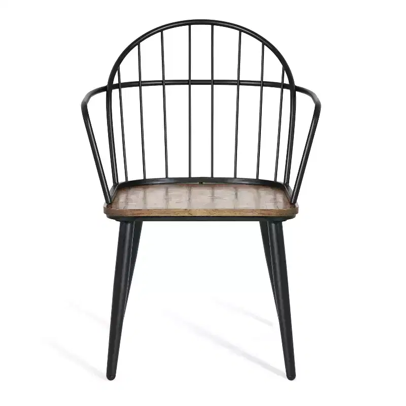 Christopher Knight Home Loftia Modern Iron Frame Dining Chairs(Set of 4), Brown/Black