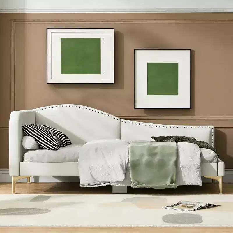 Luxystar Modern Linen Upholstered Daybed with Headboard