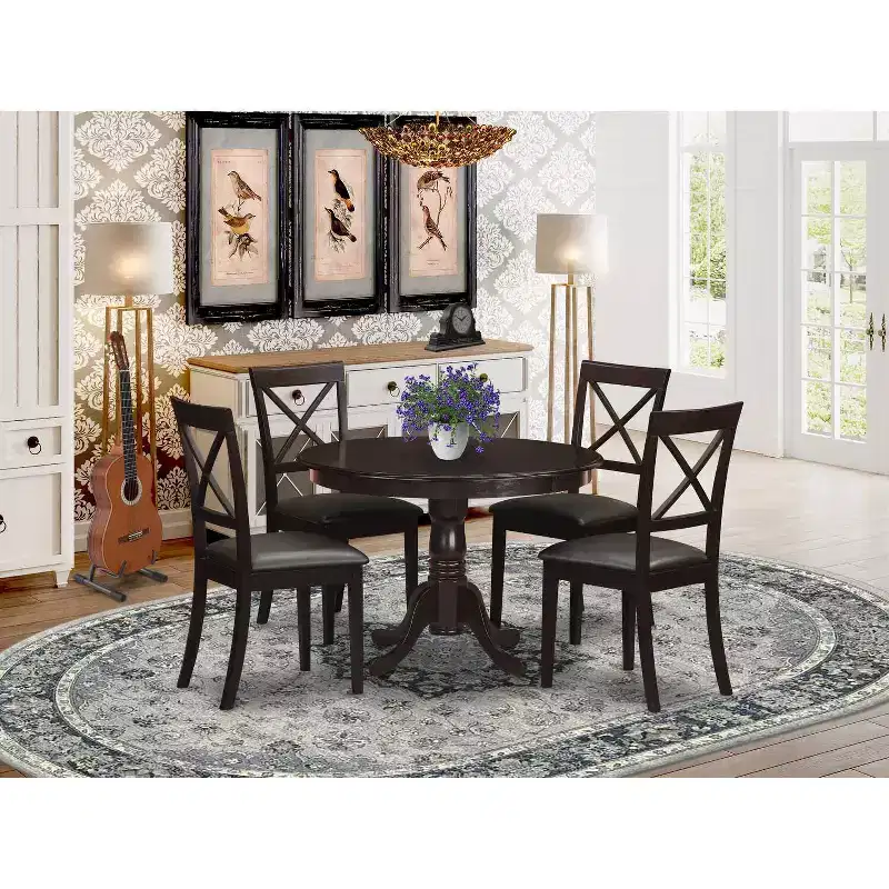 Round Kitchen Dining Table Set - 5 Piece Dinette Set with Chairs - Modern Table & Chair Set
