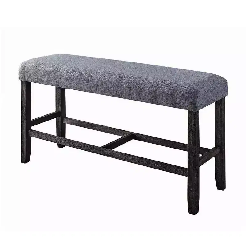 Simple Relax Fabric Counter Height Bench in Grey and Weathered Espresso