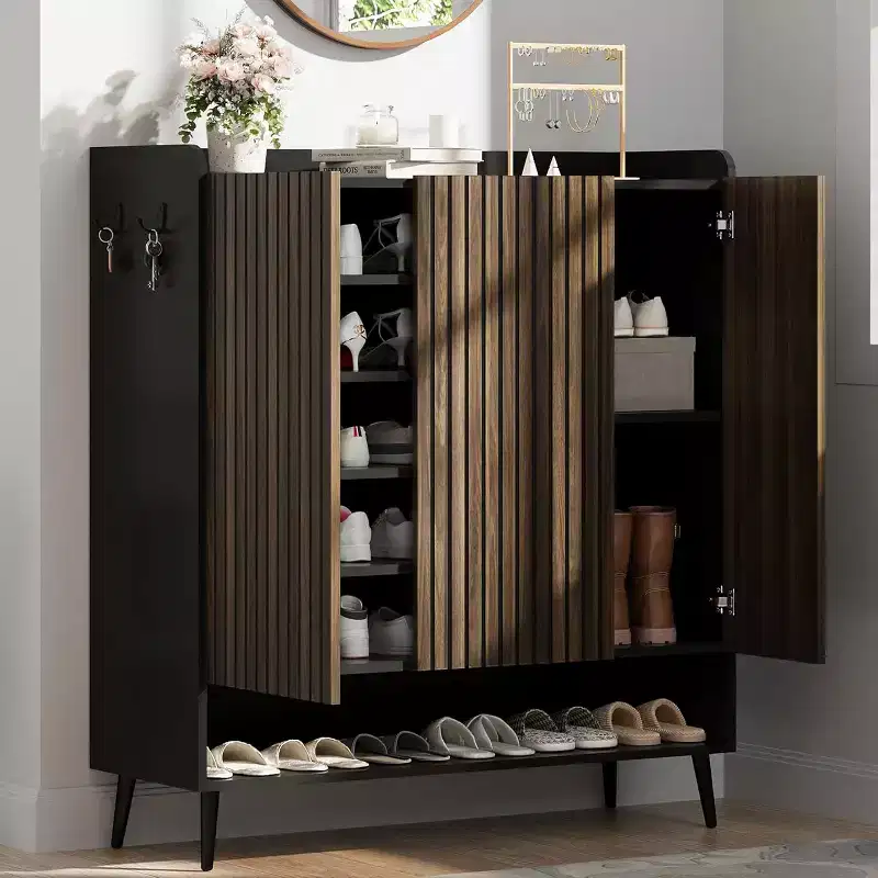 Shoe Cabinet,Large 6-Tier Entryway Shoe Storage Cabinet with 3 Doors & Adjustable Shelves,Freestanding Shoes Rack Organizer for Hallway, Entryway