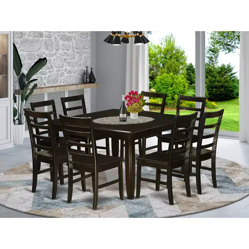 HomeStock Modern 9 Piece Dining Table Set Cappuccino