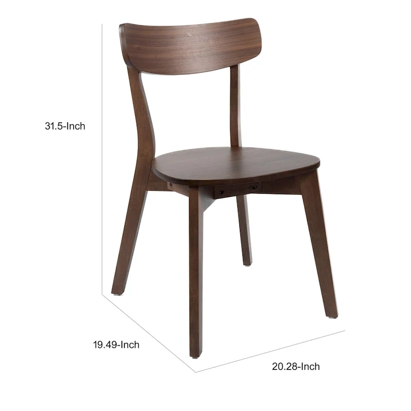 Walnut Brown Dining Side Chair with Round Seat and Open Panel Back