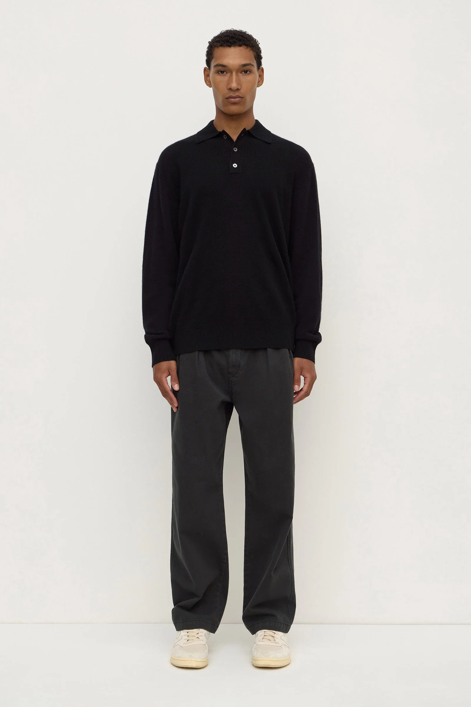 Black Cashmere Polo Knit