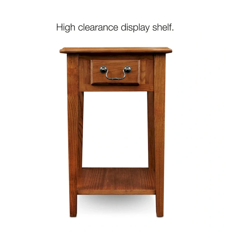 Medium Oak / Slate Black / White One-Drawer Square Side Table with Bottom Shelf