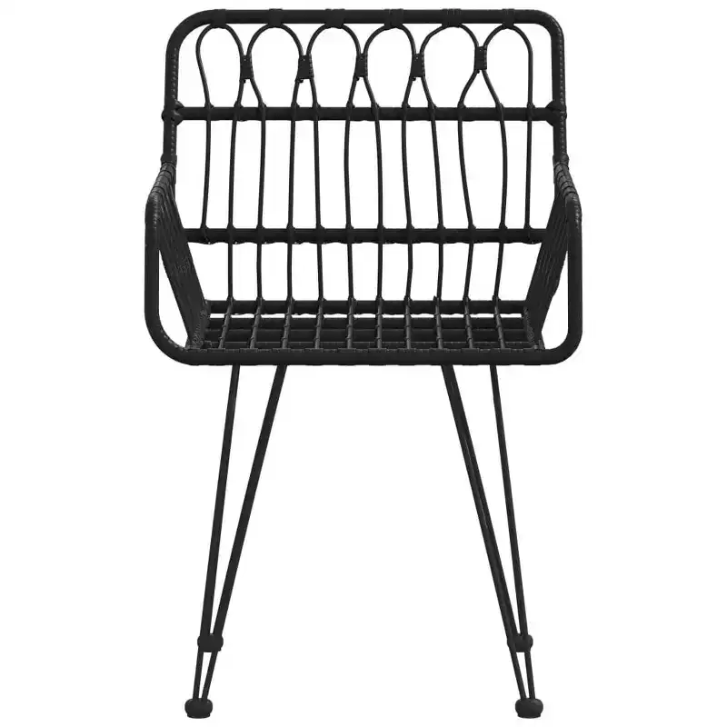 vidaXL Garden Chairs Set of 2 with Armrests, PE Rattan