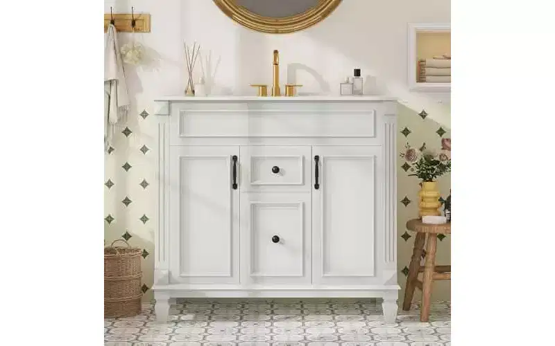 Bathroom Dressing Table with Sink, Storage Cabinet Door and Drawers