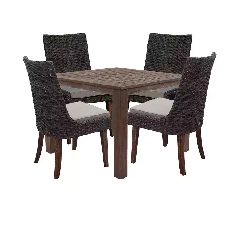 Courtyard Casual Bermuda FSC Teak 5 pc 39 Square FSC Teak Dining Set Includes one 39 Square Dining Table and four Dining Chairs