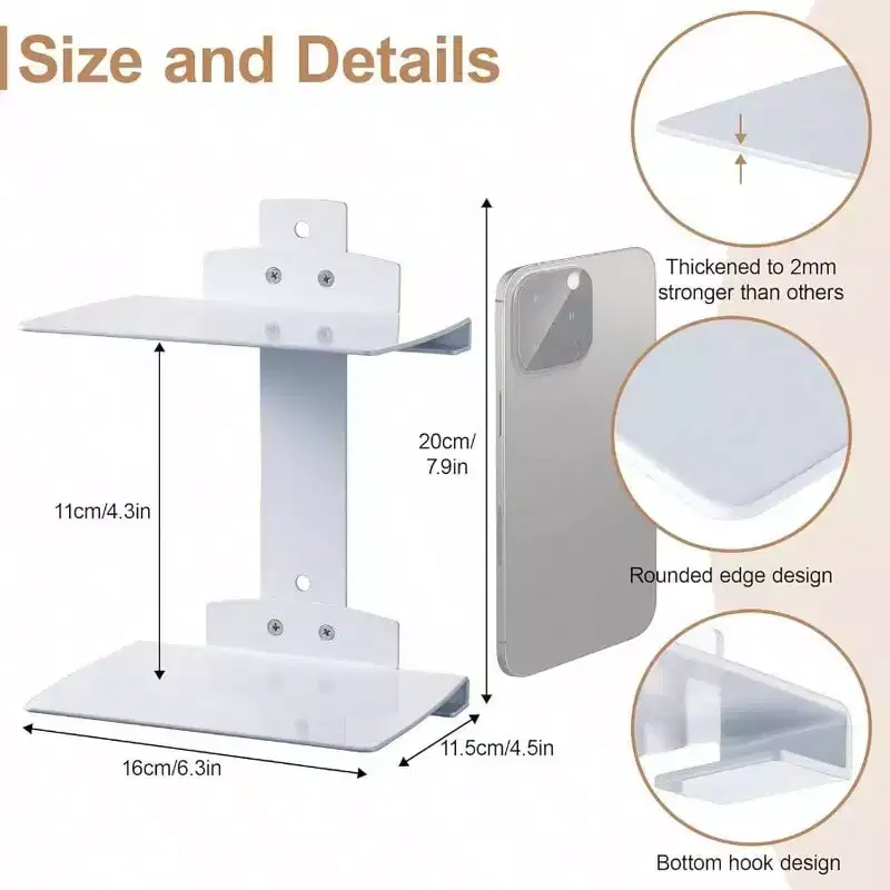 Floating Book Shelves 3 Pack 6 - Tier Heavy Duty Metal Bookcase Vertical Hanging Wall Organizer Space - Saving White Bedroom