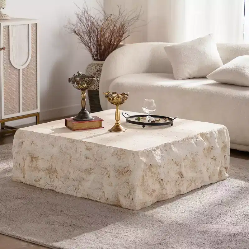 GDFStudio Kashton Modern 35 Lightweight Concrete Square Coffee Table
